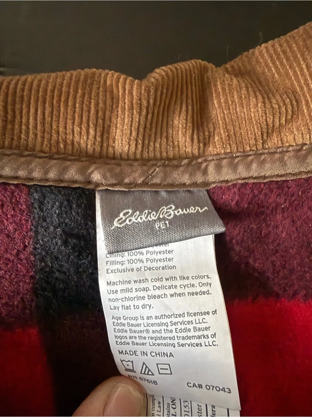 Eddie Bauer Brown Quilted Dog Jacket